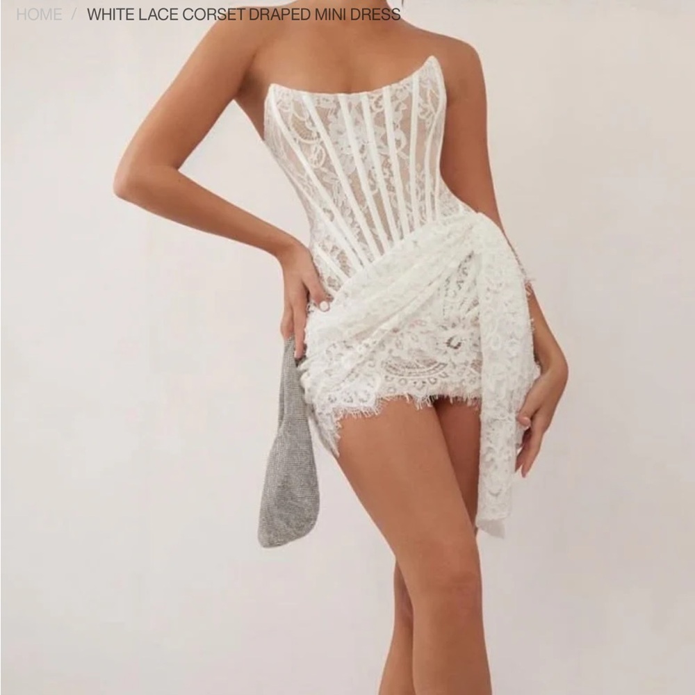 White corset lace dress